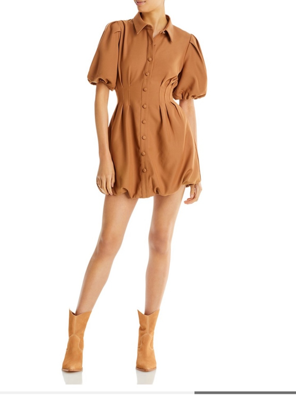 NWOT Revolve edit Line&Dot Camel brown balloon dress, size medium